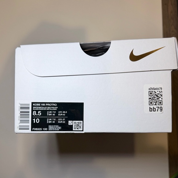 Nike Kobe 8 Protro mambacita size 8.5 White Metallic Gold Black  FV6325 100 - Picture 8 of 11